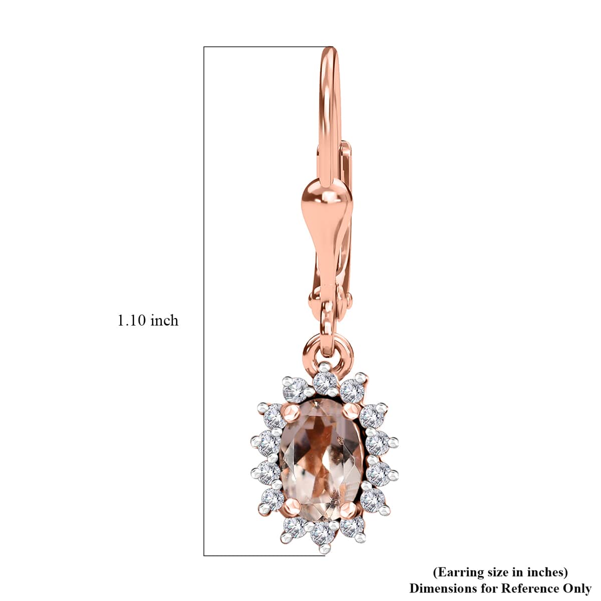 Premium Marropino Morganite and Moissanite 1.15 ctw Sunburst Earrings in Vermeil Rose Gold Over Sterling Silver image number 5