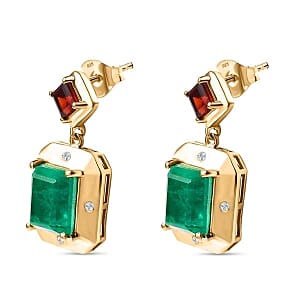 Emeraldine Triplet Quartz, Multi Gemstone 6.48 ctw Earrings in 18K Vermeil Yellow Gold Over Sterling Silver