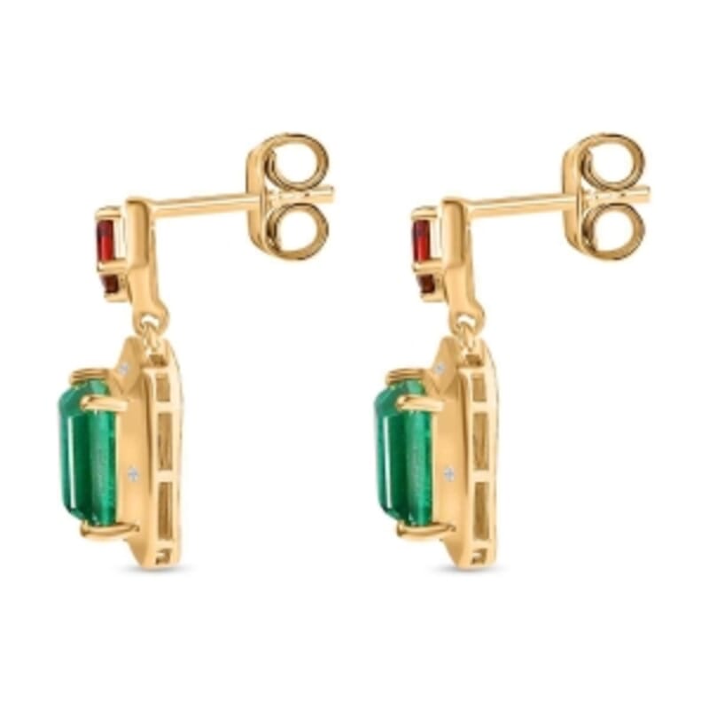Emeraldine Triplet Quartz, Multi Gemstone 6.48 ctw Earrings in 18K Vermeil Yellow Gold Over Sterling Silver