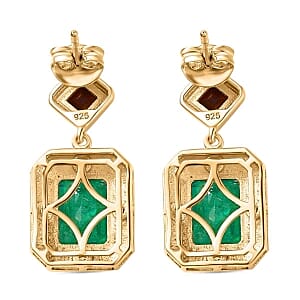 Emeraldine Triplet Quartz, Multi Gemstone 6.48 ctw Earrings in 18K Vermeil Yellow Gold Over Sterling Silver