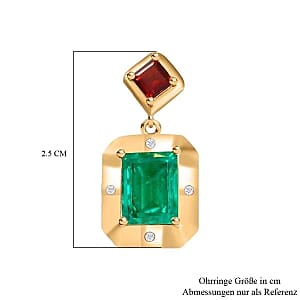 Emeraldine Triplet Quartz, Multi Gemstone 6.48 ctw Earrings in 18K Vermeil Yellow Gold Over Sterling Silver