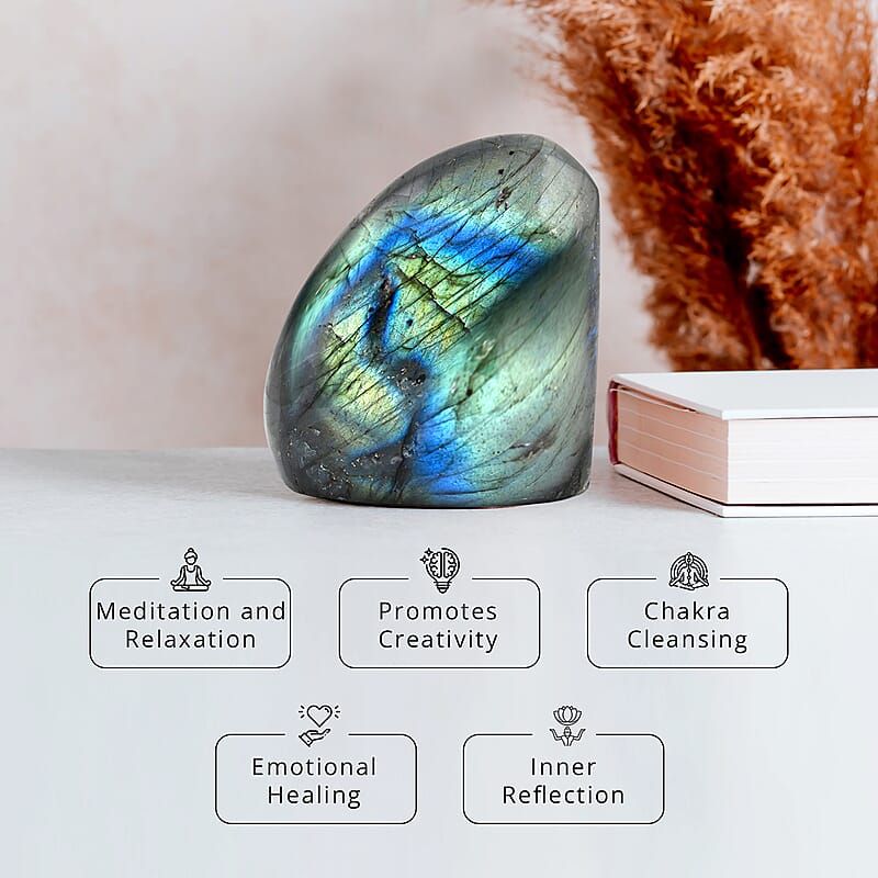 Handcrafted Natural Iridescent Madagascar Labradorite Gemstone, 0.39 Lbs