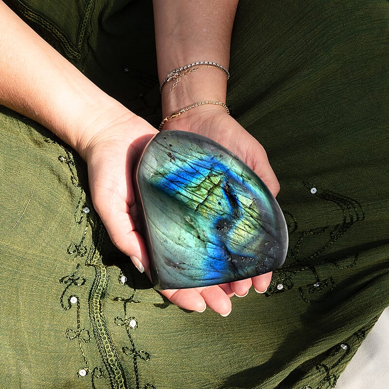 Handcrafted Natural Iridescent Madagascar Labradorite Gemstone, 0.39 Lbs