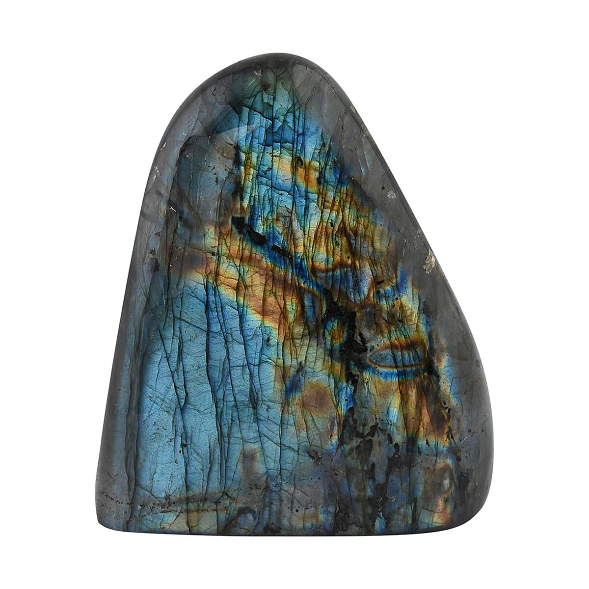 Handcrafted Natural Iridescent Madagascar Labradorite Gemstone, 0.99 Lbs image number 0