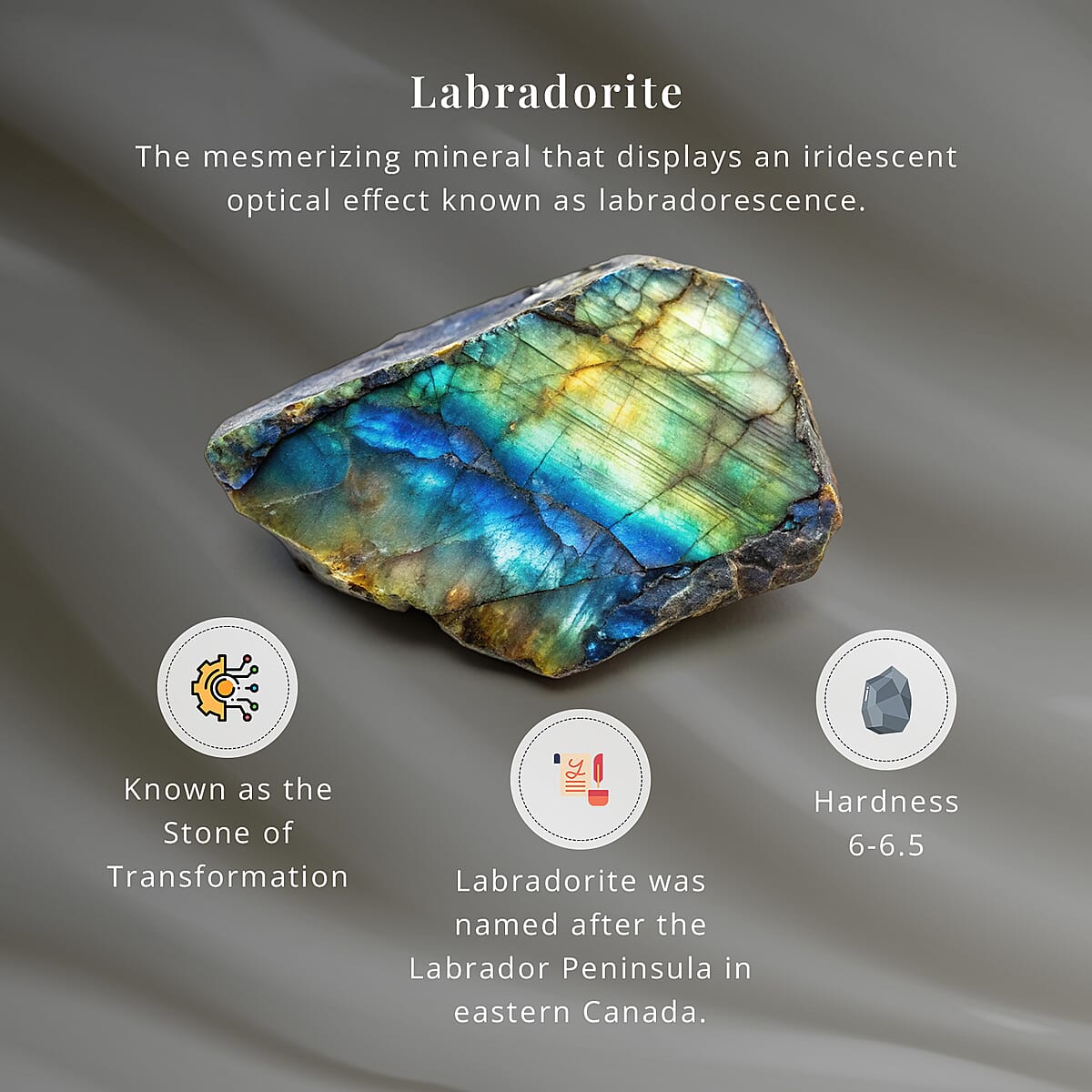 Handcrafted Natural Iridescent Madagascar Labradorite Gemstone, 0.99 Lbs image number 4