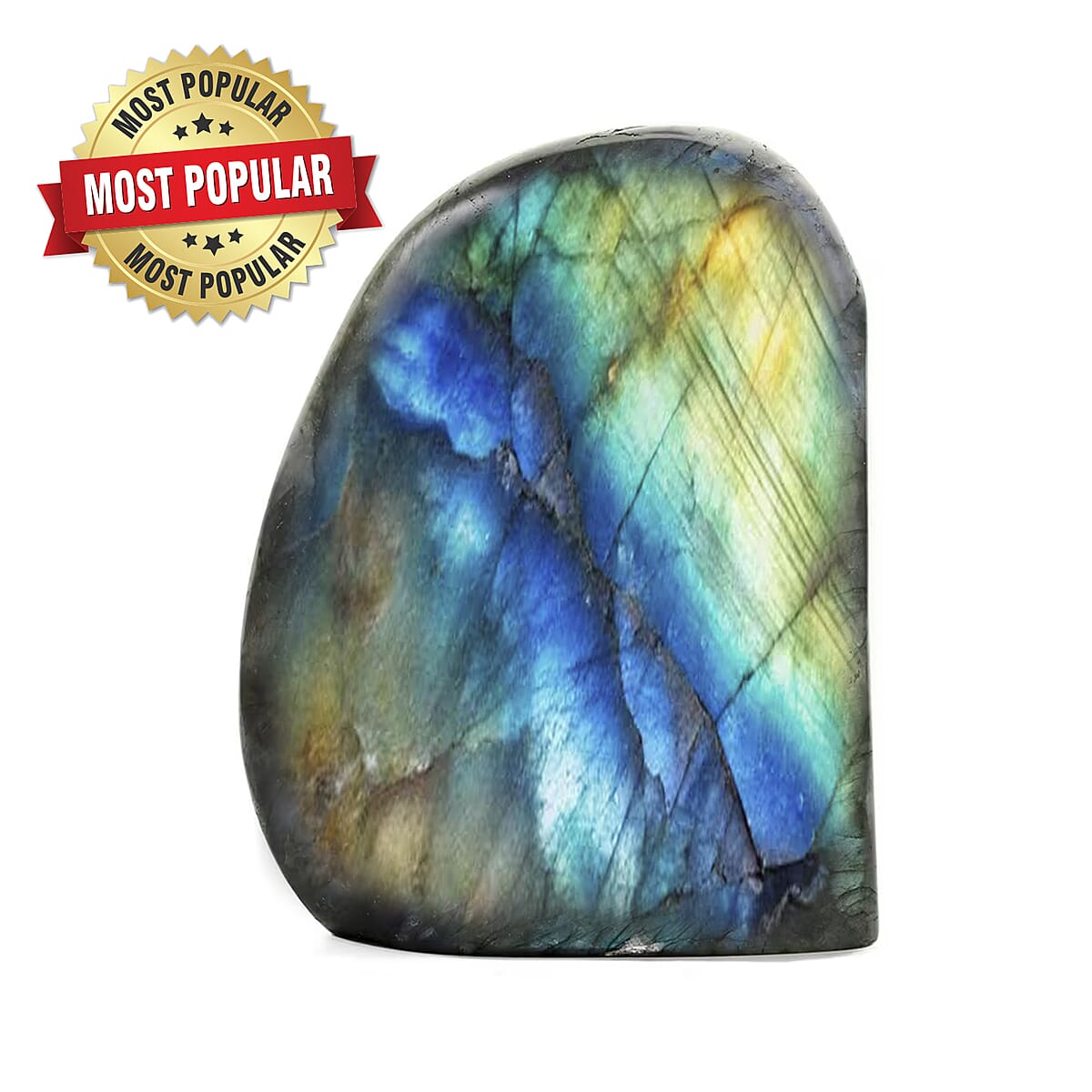 Handcrafted Natural Iridescent Madagascar Labradorite Gemstone, 1.59 Lbs image number 0