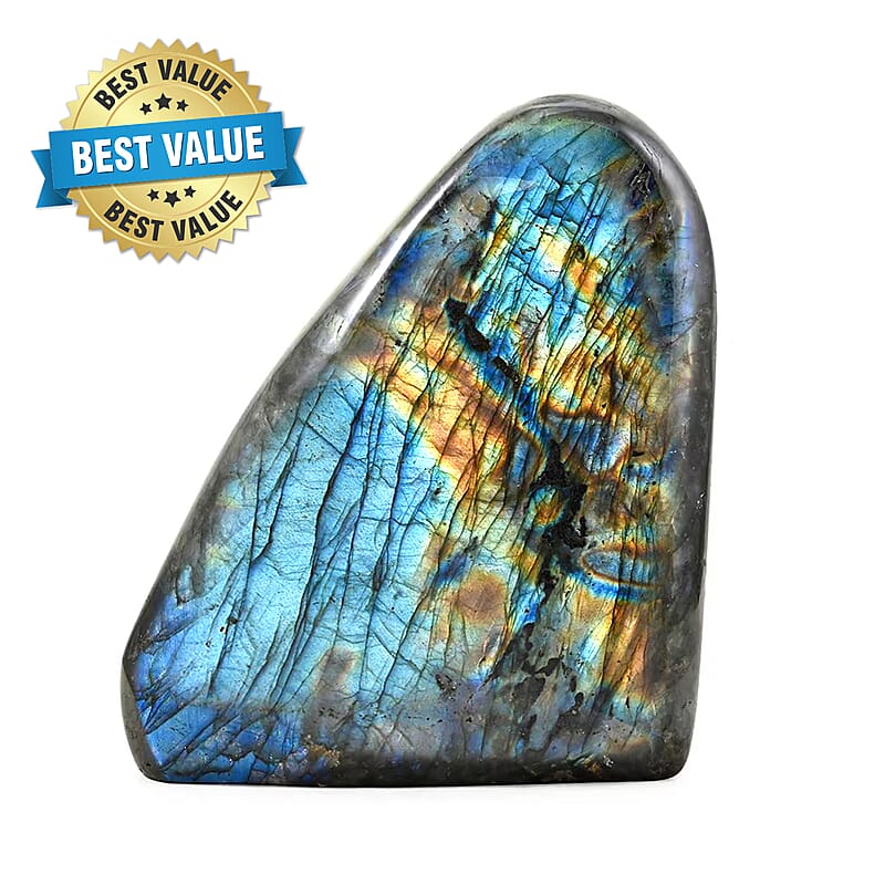 Handcrafted Natural Iridescent Madagascar Labradorite Gemstone, 4.79 Lbs