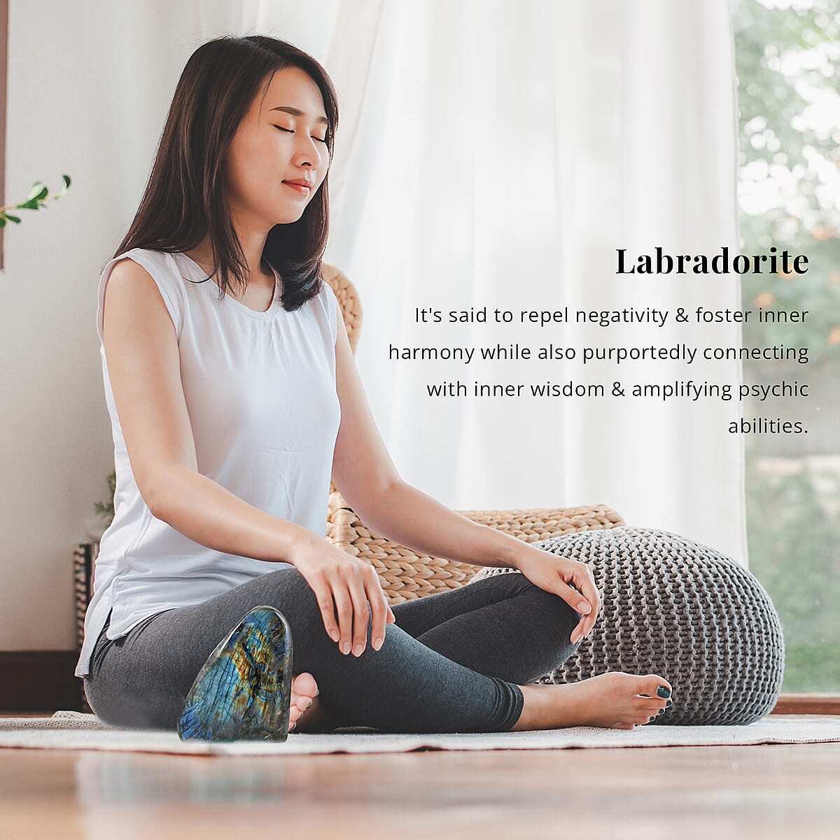 Handcrafted Natural Iridescent Madagascar Labradorite Gemstone, 4.79 Lbs image number 2