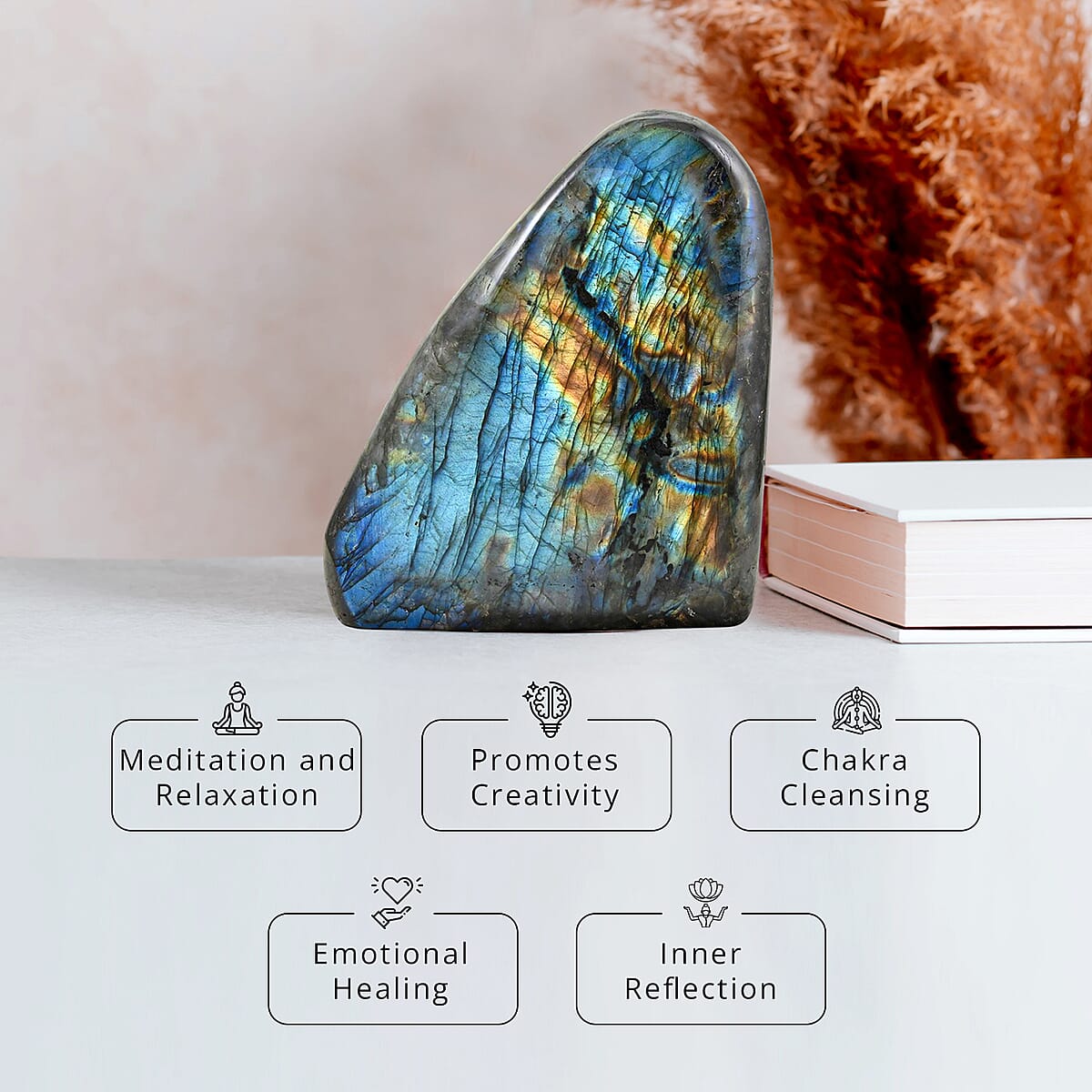 Handcrafted Natural Iridescent Madagascar Labradorite Gemstone, 4.79 Lbs image number 3