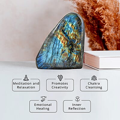 Handcrafted Natural Iridescent Madagascar Labradorite Gemstone, 4.79 Lbs