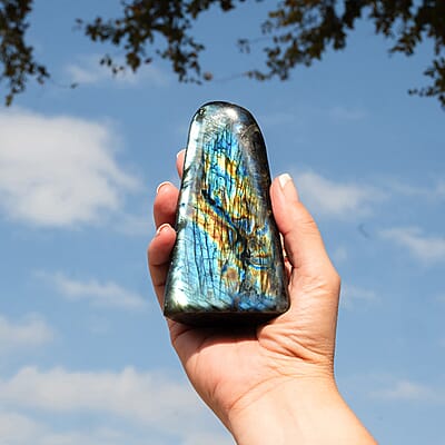 Handcrafted Natural Iridescent Madagascar Labradorite Gemstone, 4.79 Lbs