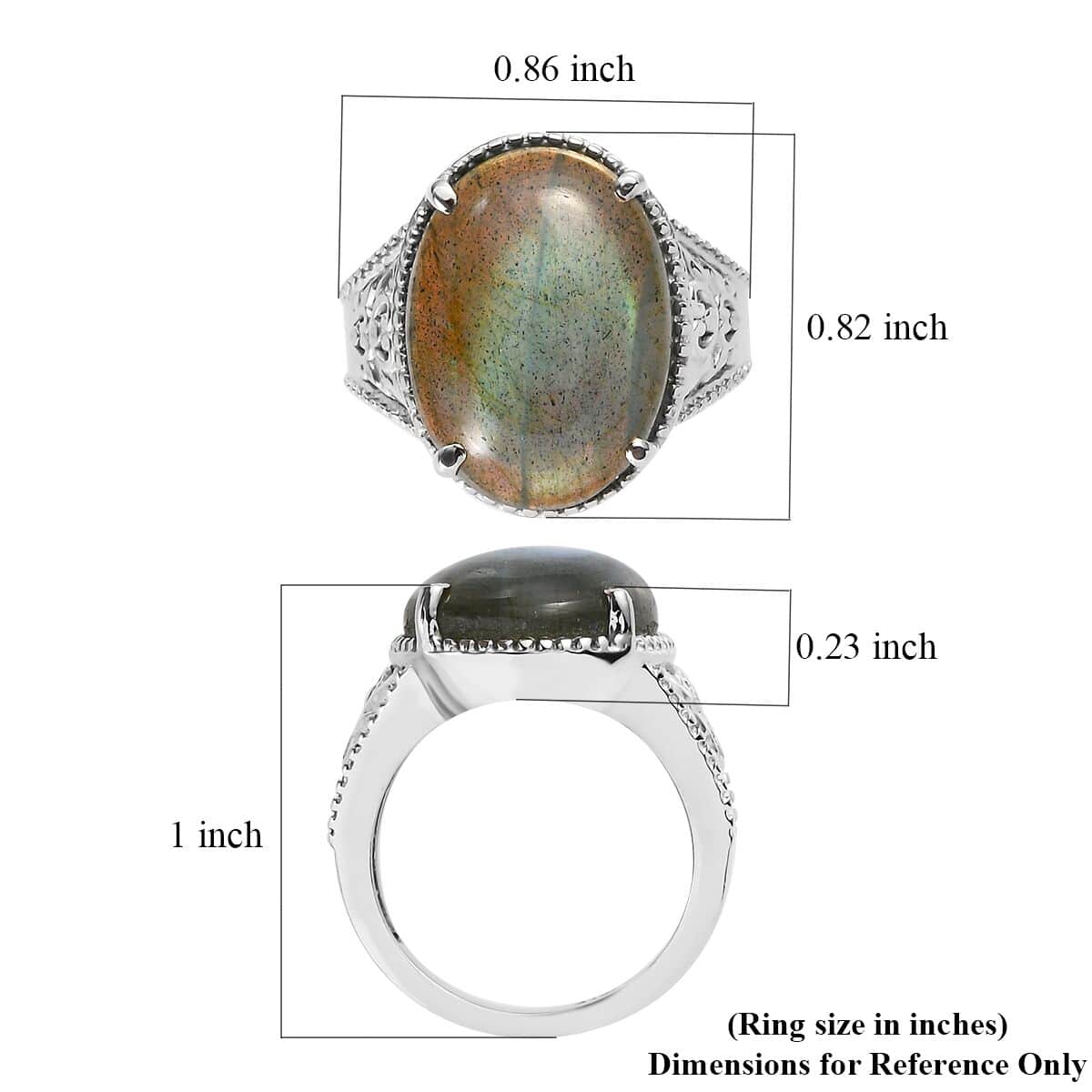 Malagasy Labradorite Solitaire Ring in Stainless Steel 11.90 ctw image number 6