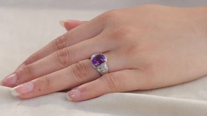 African Amethyst Solitaire Ring in Stainless Steel (Size 10) 2.35 ctw