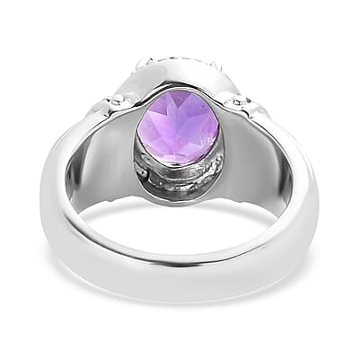 African Amethyst Solitaire Ring in Stainless Steel (Size 10.0) 2.35 ctw