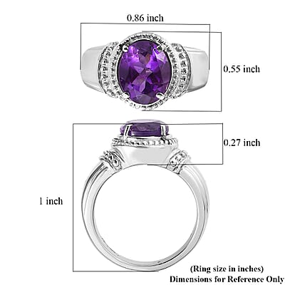 African Amethyst Solitaire Ring in Stainless Steel (Size 10.0) 2.35 ctw
