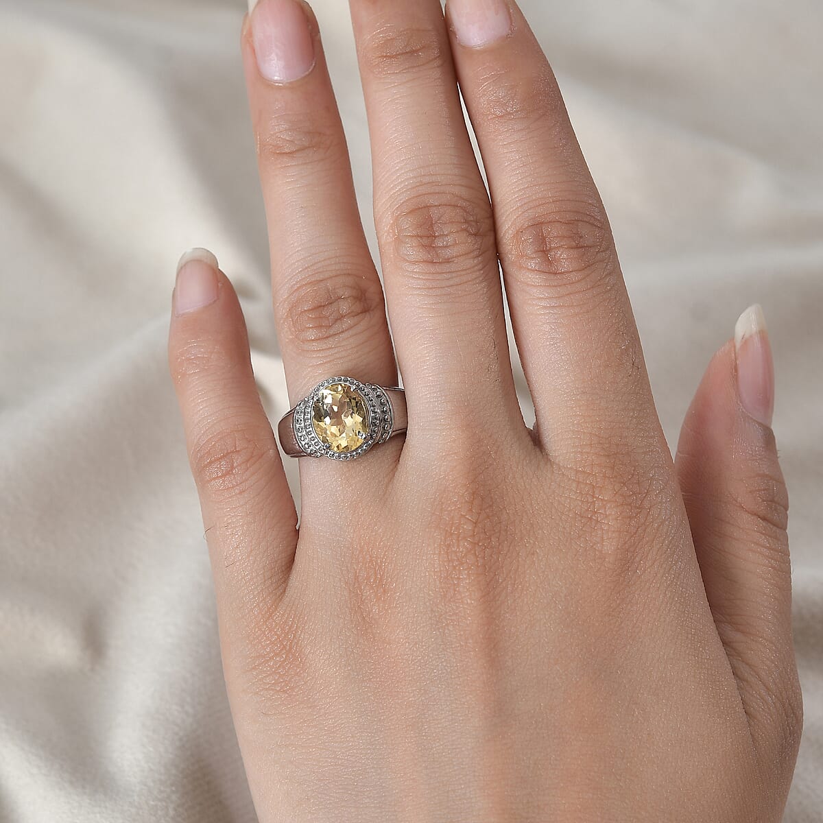 Brazilian Citrine Solitaire Ring in Stainless Steel (Size 10.0) 2.50 ctw image number 2