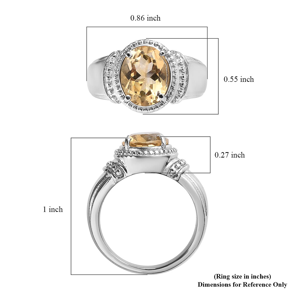 Brazilian Citrine Solitaire Ring in Stainless Steel (Size 10.0) 2.50 ctw image number 5