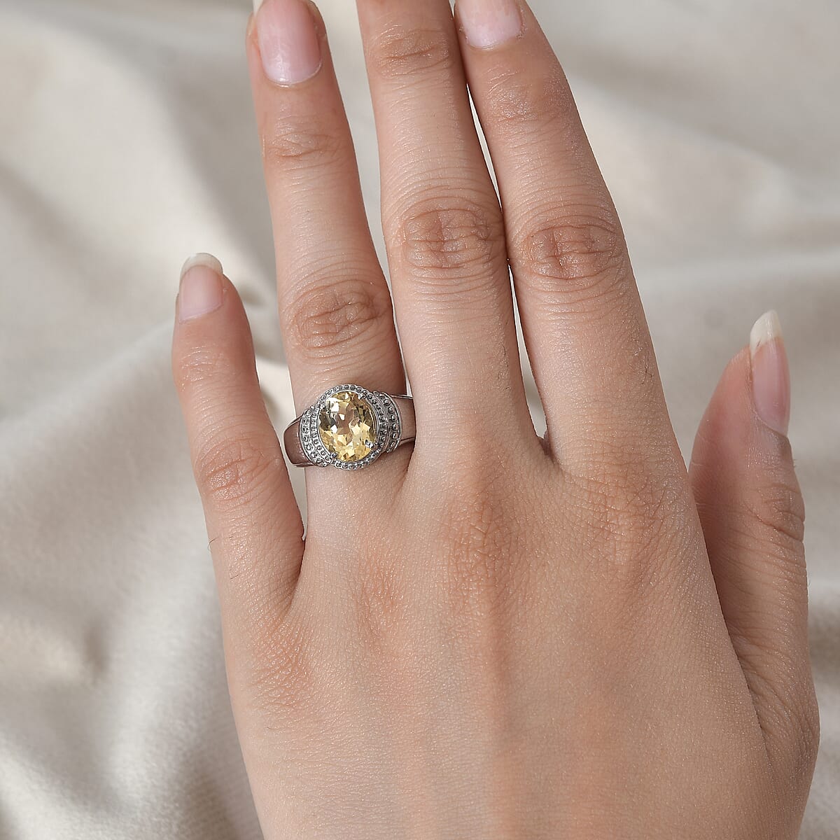 Brazilian Citrine Solitaire Ring in Stainless Steel (Size 6.0) 2.50 ctw image number 2