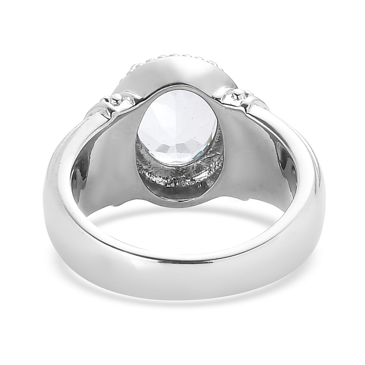 Sky Blue Topaz Solitaire Ring in Stainless Steel (Size 5.0) 3.00 ctw image number 4