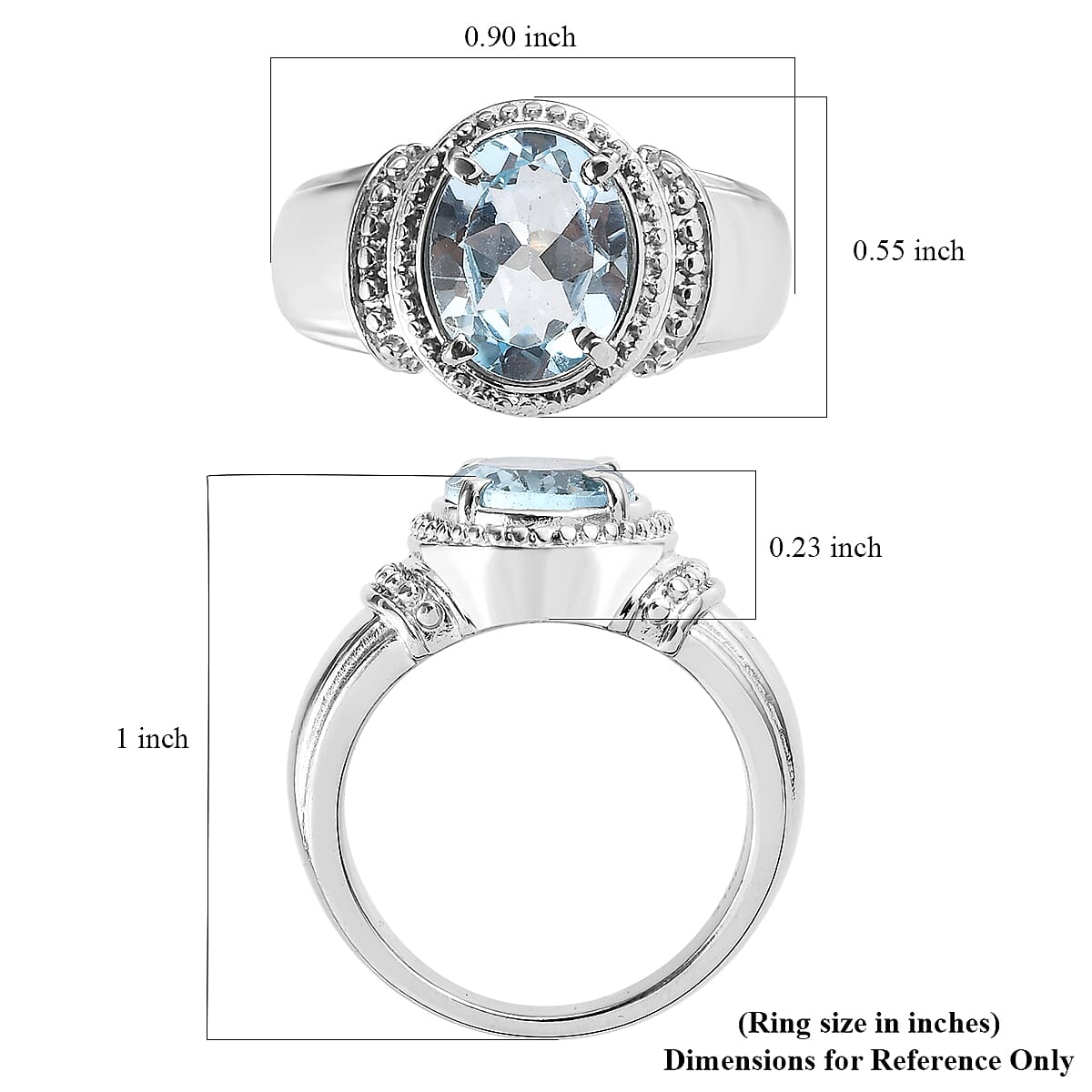 Sky Blue Topaz Solitaire Ring in Stainless Steel (Size 5.0) 3.00 ctw image number 5