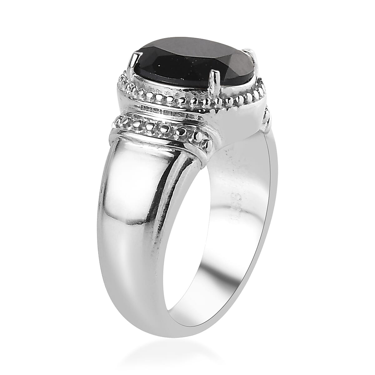 Thai Black Spinel Solitaire Ring in Stainless Steel (Size 5.0) 3.25 ctw image number 3