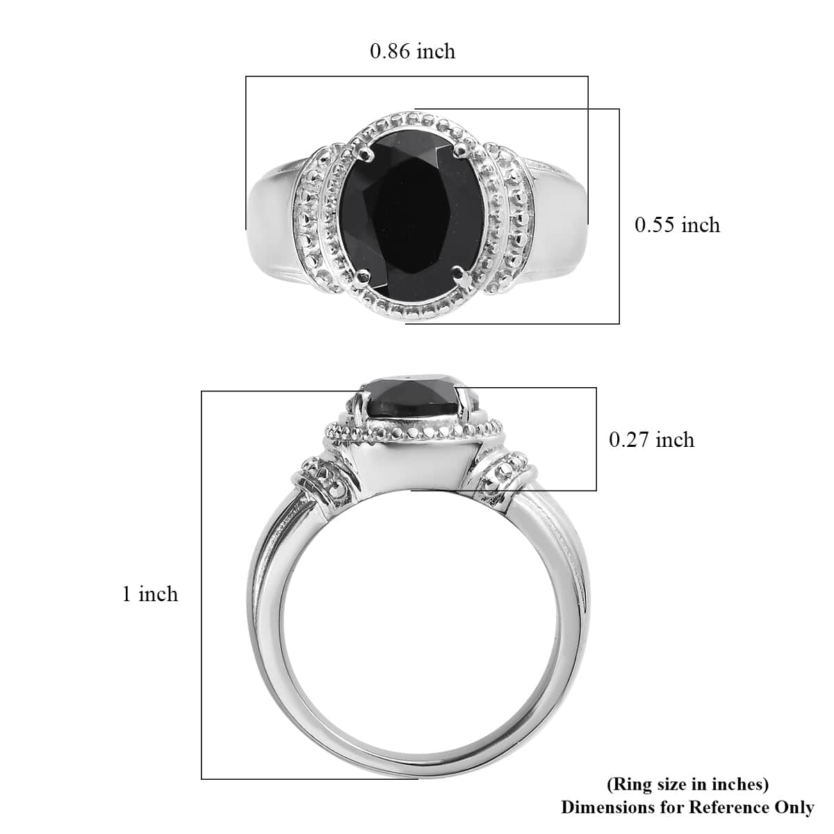 Thai Black Spinel Solitaire Ring in Stainless Steel (Size 7.0) 3.25 ctw image number 5