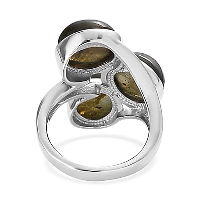 Malagasy Labradorite Ring in Stainless Steel (Size 10.0) 11.10 ctw