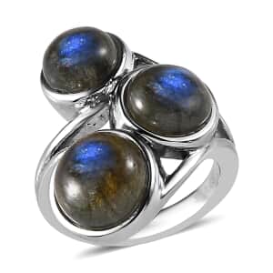 Malagasy Labradorite Ring in Stainless Steel (Size 6.0) 11.10 ctw