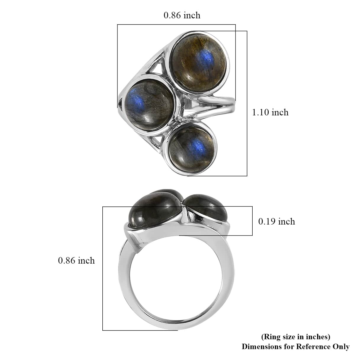 Malagasy Labradorite Ring in Stainless Steel (Size 6.0) 11.10 ctw image number 6