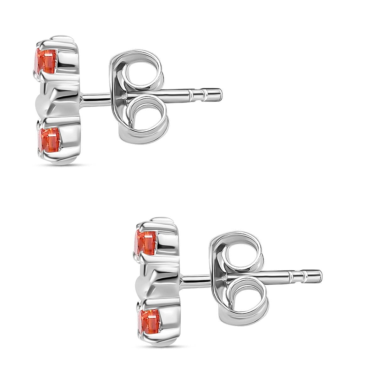 Simulated Orange Diamond Earrings in Sterling Silver