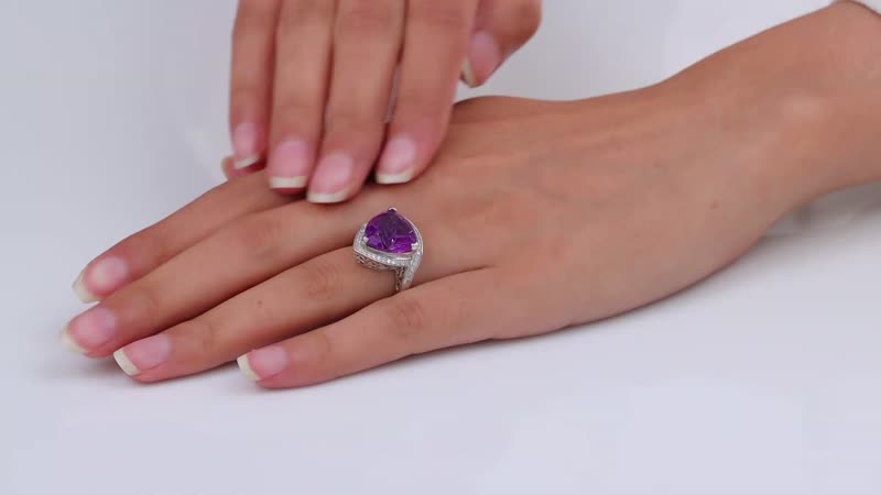 African Amethyst, White Zircon Ring in Platinum Over Sterling Silver (Size 11.0) 9.65 ctw