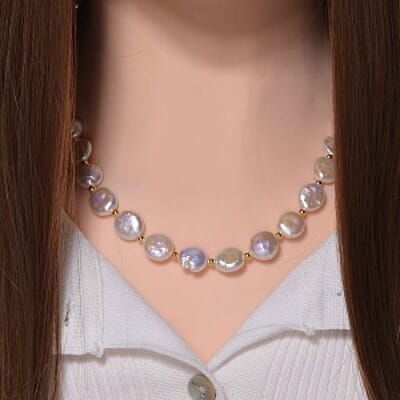 Coin Pearl 170.00 ctw Necklace in Vermeil YG Over Sterling Silver 20 Inches