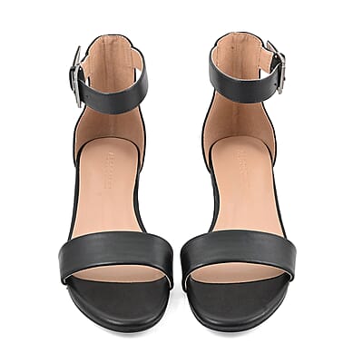 Aerosoles Black Faux Leather Ankle Strap Sandal - 6
