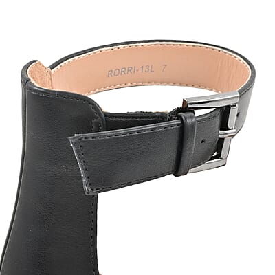 Aerosoles Black Faux Leather Ankle Strap Sandal - 6