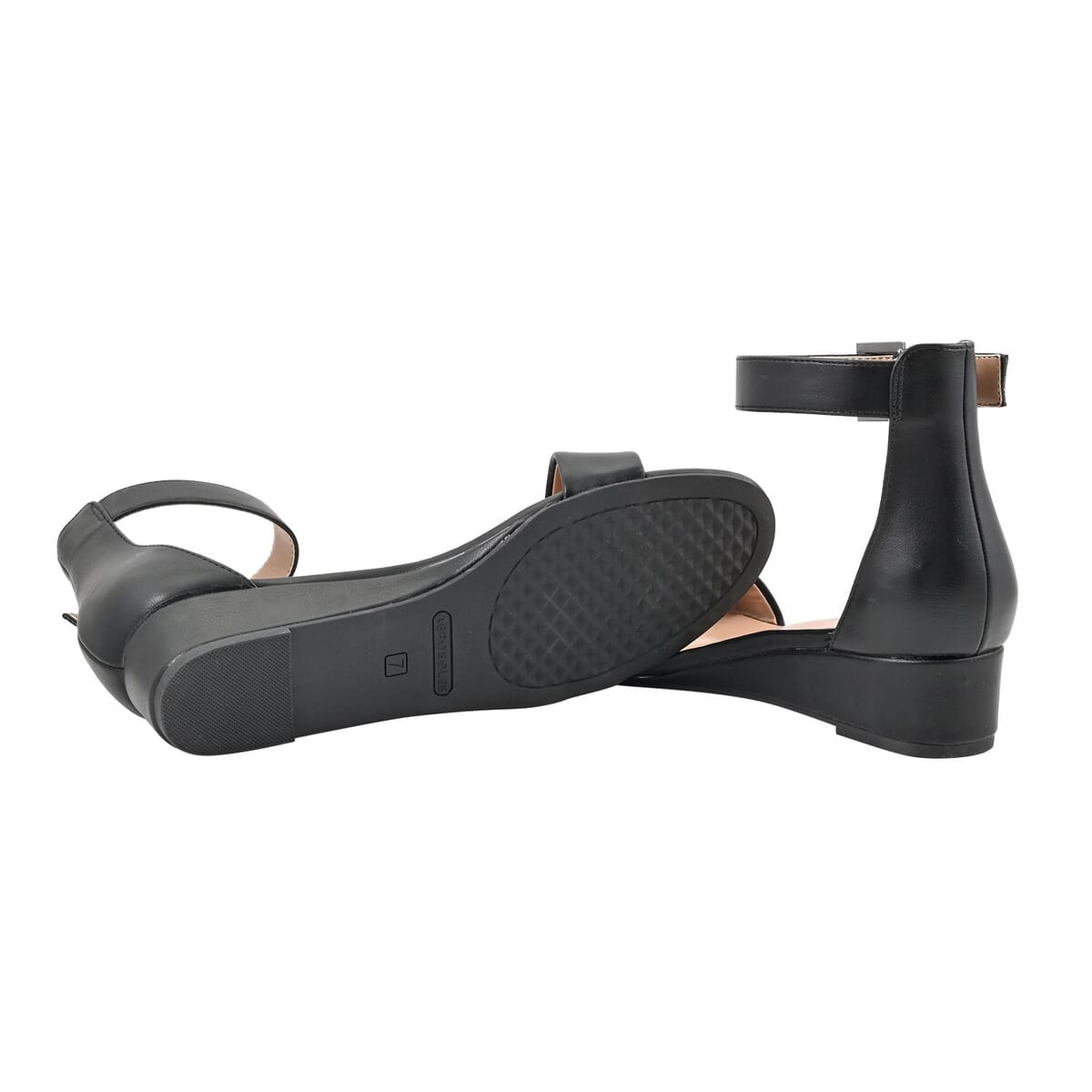 Aerosoles Black Faux Leather Ankle Strap Sandal - 9 image number 4