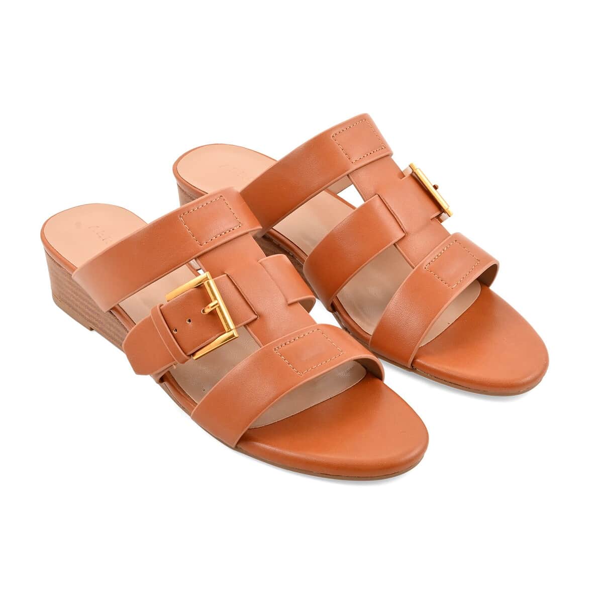 Aerosole Cognac Faux Leather Ankle Strap Sandal - 6 image number 0