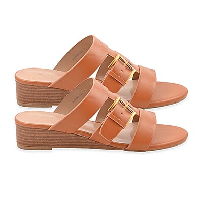Aerosoles Cognac Faux Leather Ankle Strap Sandal - 6
