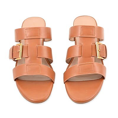 Aerosoles Cognac Faux Leather Ankle Strap Sandal - 6