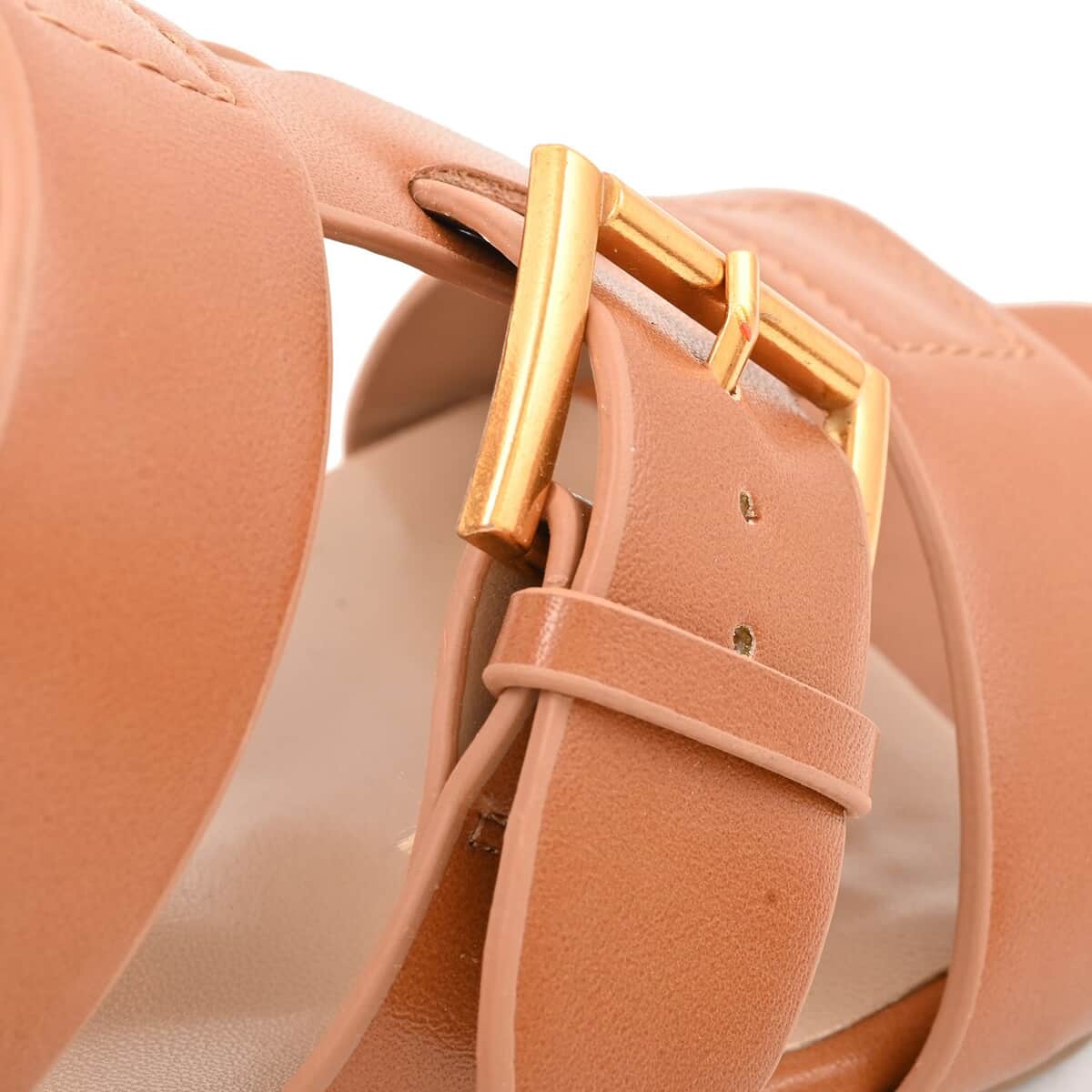 Aerosole Cognac Faux Leather Ankle Strap Sandal - 8 image number 5