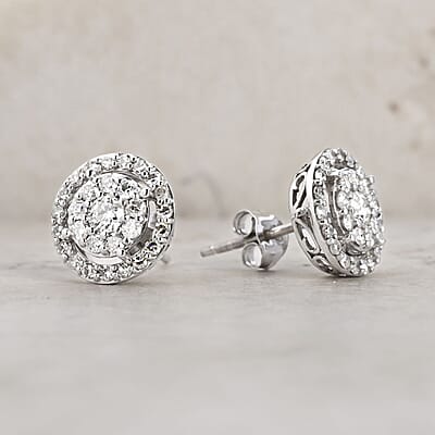 JCK Vegas Deal 10K White Gold Luxuriant Lab Grown Diamond Earrings 0.75 ctw