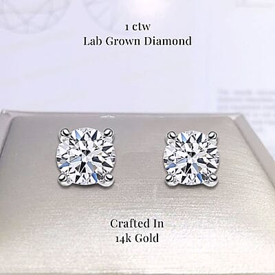 Luxuriant Lab Grown Diamond G VS 1.00 ctw Stud Earrings in 14K White Gold 