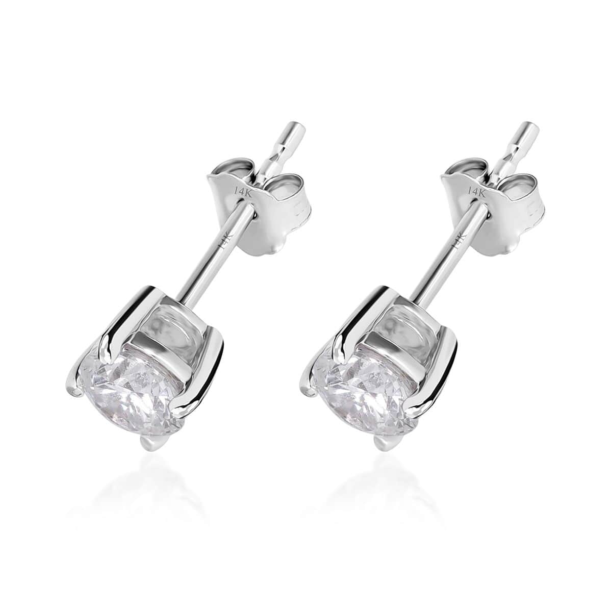 JCK Vegas Deal 14K White Gold Luxuriant Lab Grown Diamond Stud Earrings 1.00 ctw image number 3