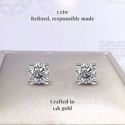Luxuriant Lab Grown Diamond G VS 1.00 ctw Stud Earrings in 14K Yellow Gold