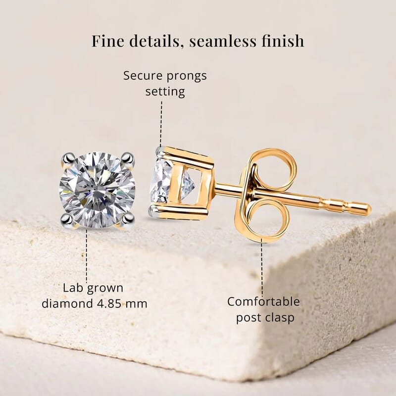 Luxuriant Lab Grown Diamond G VS 1.00 ctw Stud Earrings in 14K Yellow Gold