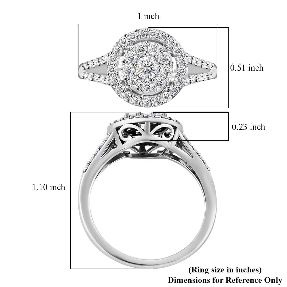 Diamond 0.75 ctw Ring in 10K White Gold (Size 10.0)