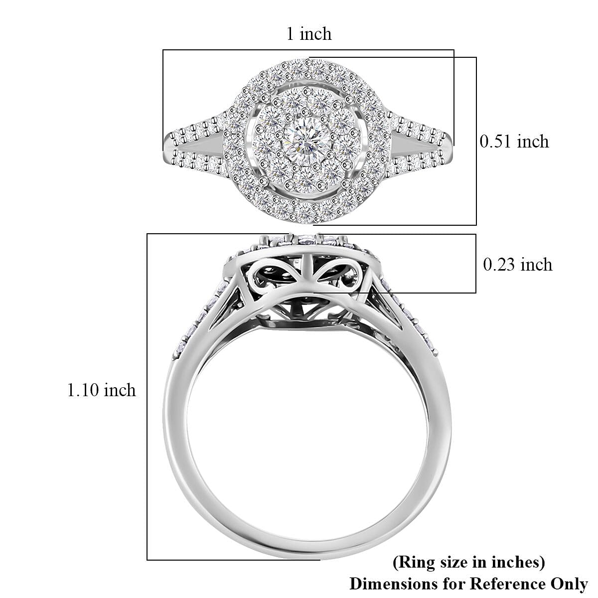 Diamond 0.75 ctw Ring in 10K White Gold (Size 7.0) image number 4