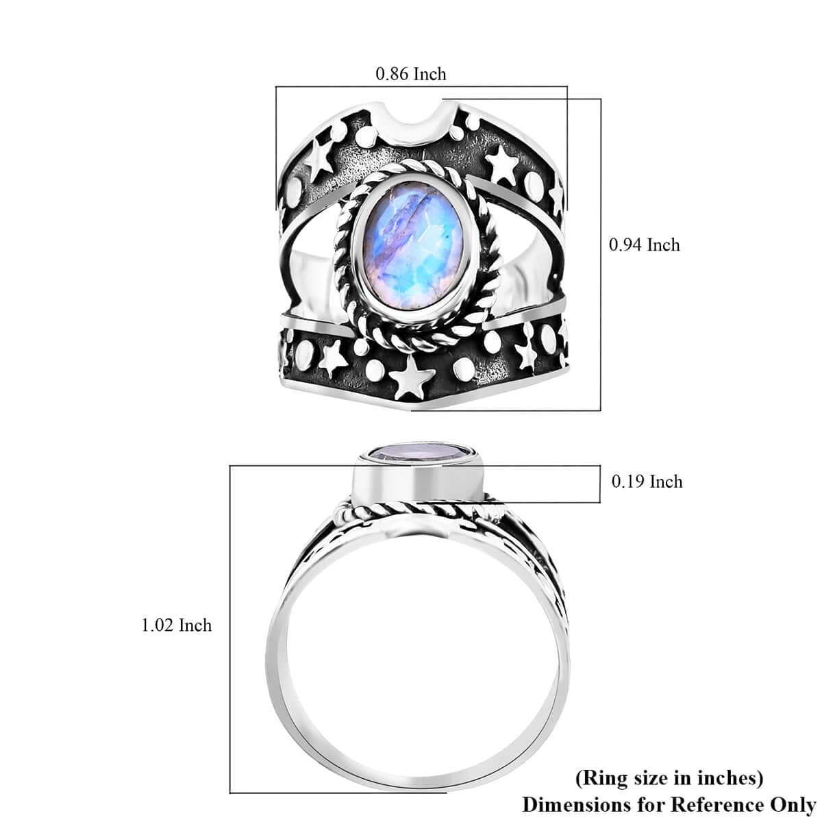 Bali Legacy Moon Glow Moonstone Celestial Ring in Sterling Silver (Size 6.0) 2.60 ctw image number 5