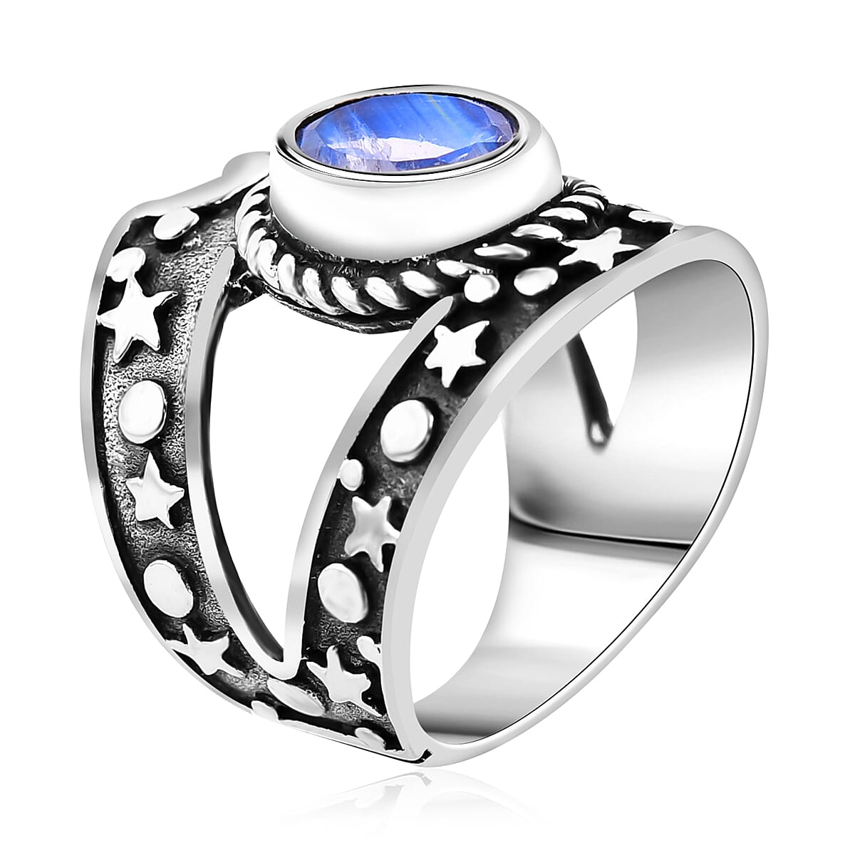 Bali Legacy Moon Glow Moonstone Celestial Ring in Sterling Silver (Size 7.0) 2.60 ctw image number 3