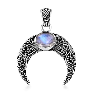 Bali Legacy Moon Glow Moonstone Crescent Pendant in Sterling Silver 2.50 ctw