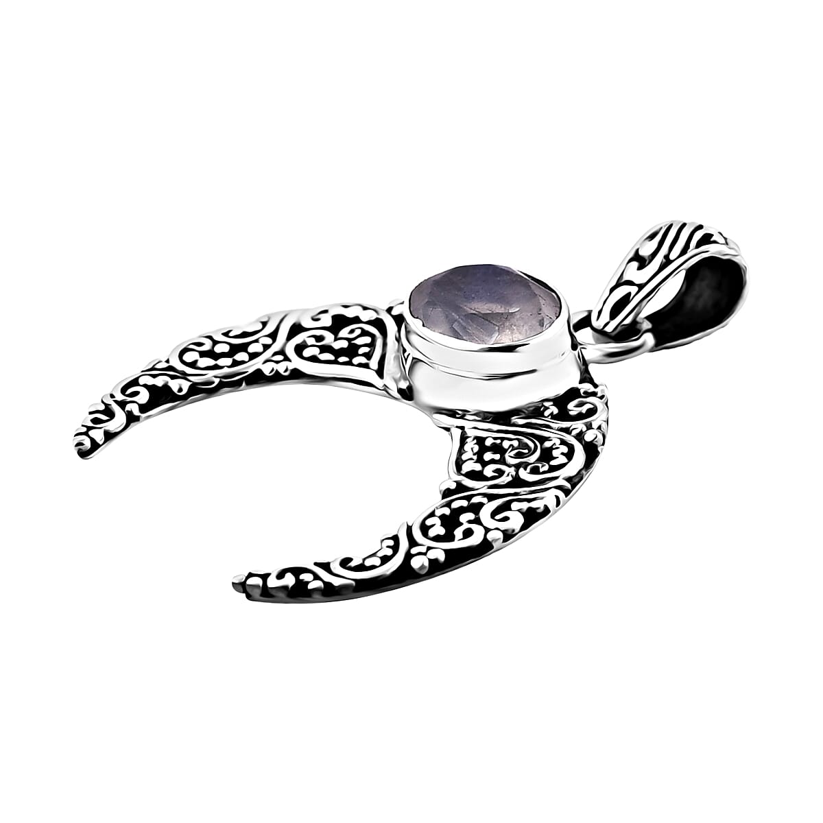 Bali Legacy Moon Glow Moonstone Crescent Pendant without Chain in Sterling Silver 2.50 ctw image number 3